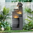 thumbnail image 5 of Magic Union Outdoor 4-Tiers Water Fountain, Garden Cascading Waterfalls Fountain with LED Lights, 32" H Modern Indoor/Outdoor Bowl Waterfall Feature Water Fountains for Garden, Patio, Yard Decor, 5 of 8