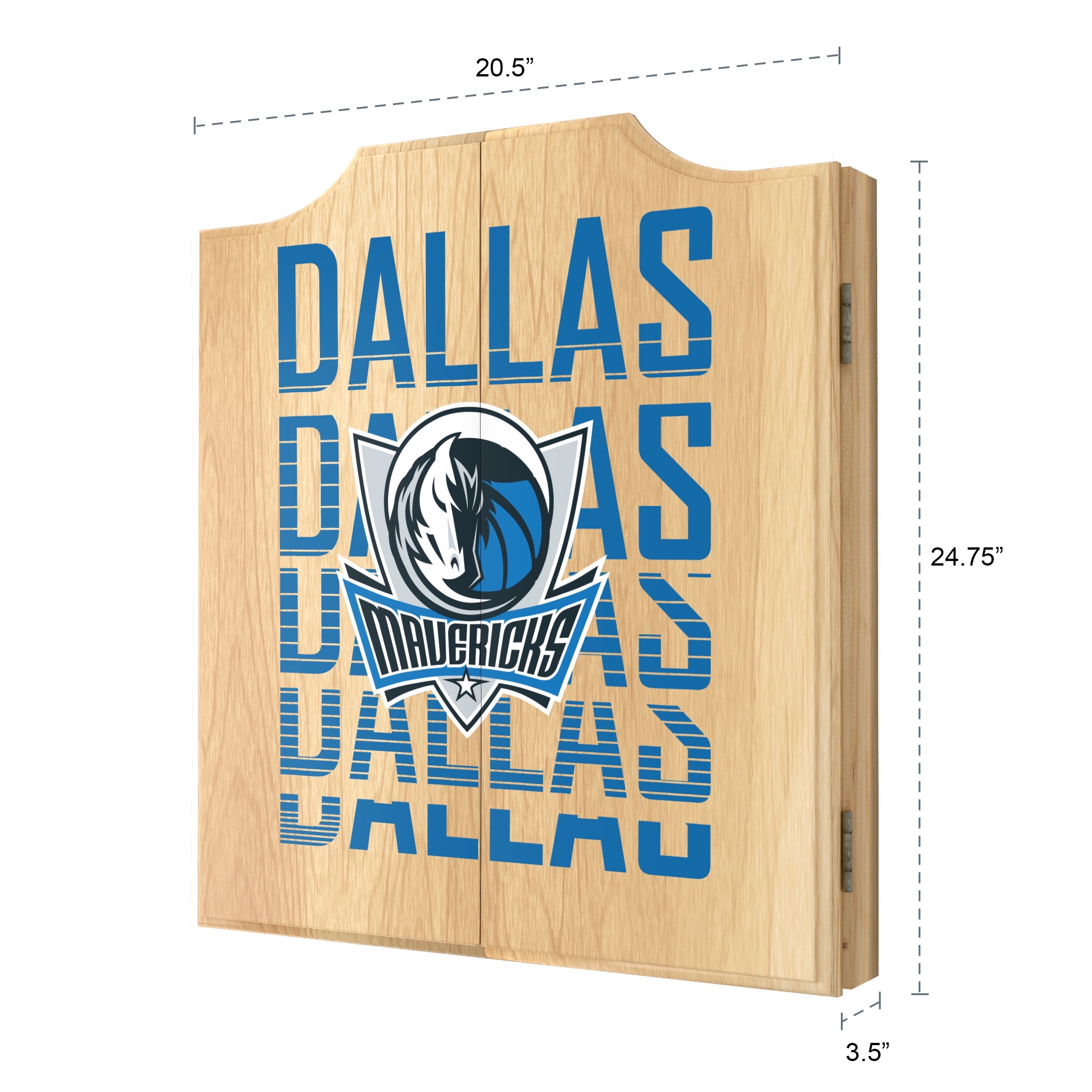 Dallas Mavericks City Dart Board Cabinet Set with 6 Steel Tip Darts