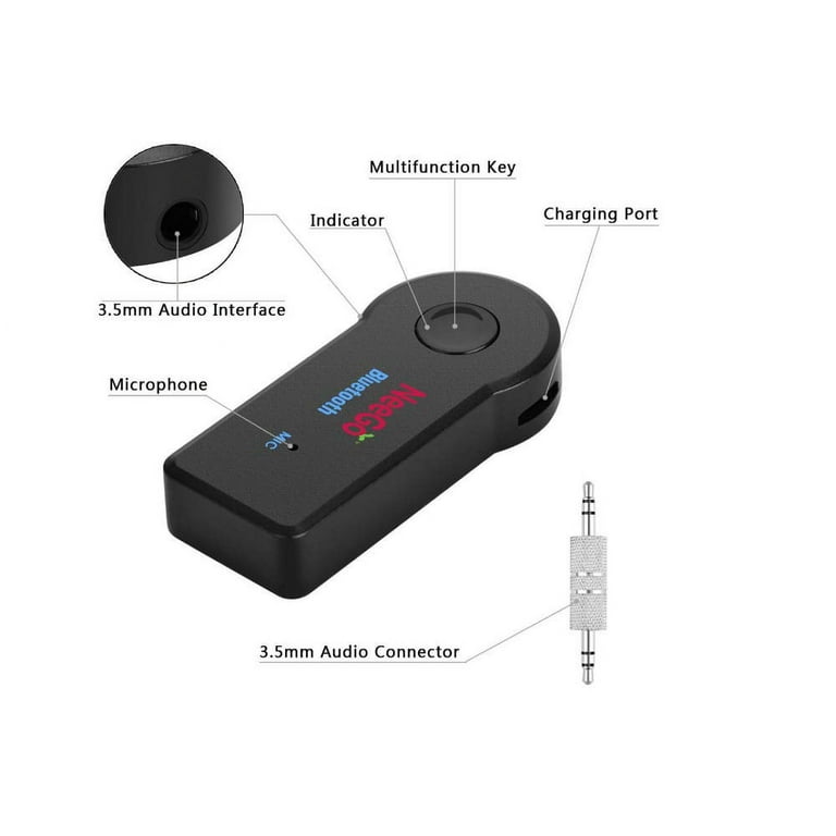 Wireless Car Bluetooth, System AUX Audio Music Receiver Adapter with Mic  Kit 3.5mm