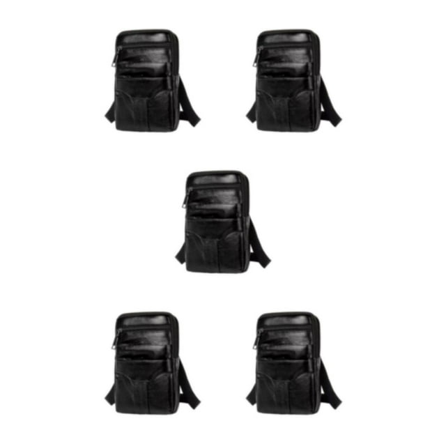 Transemion Stylish And Waist Packs Premium Leather Bag For Men Soft To Touch black 5Set