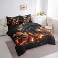 thumbnail image 2 of Feelyou Gothic Fire Dragon Twin Bedding Sets for Men Boys, Castle Wildlife Bedding Comforter Set, Black Orange, Black Reversible, 7pcs, 2 of 7