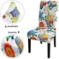 thumbnail image 3 of Watercolor Dining Chair Cover White Lotus Flower Floral Botanical Flower Wildflower Set of 6 Stretch Removable Washable Slipcovers for Dining Room Hotel Kitchen, 3 of 5