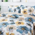 thumbnail image 3 of HoneiLife Blue and Gold Floral Microfiber Quilt, King - All Season, 3 of 7