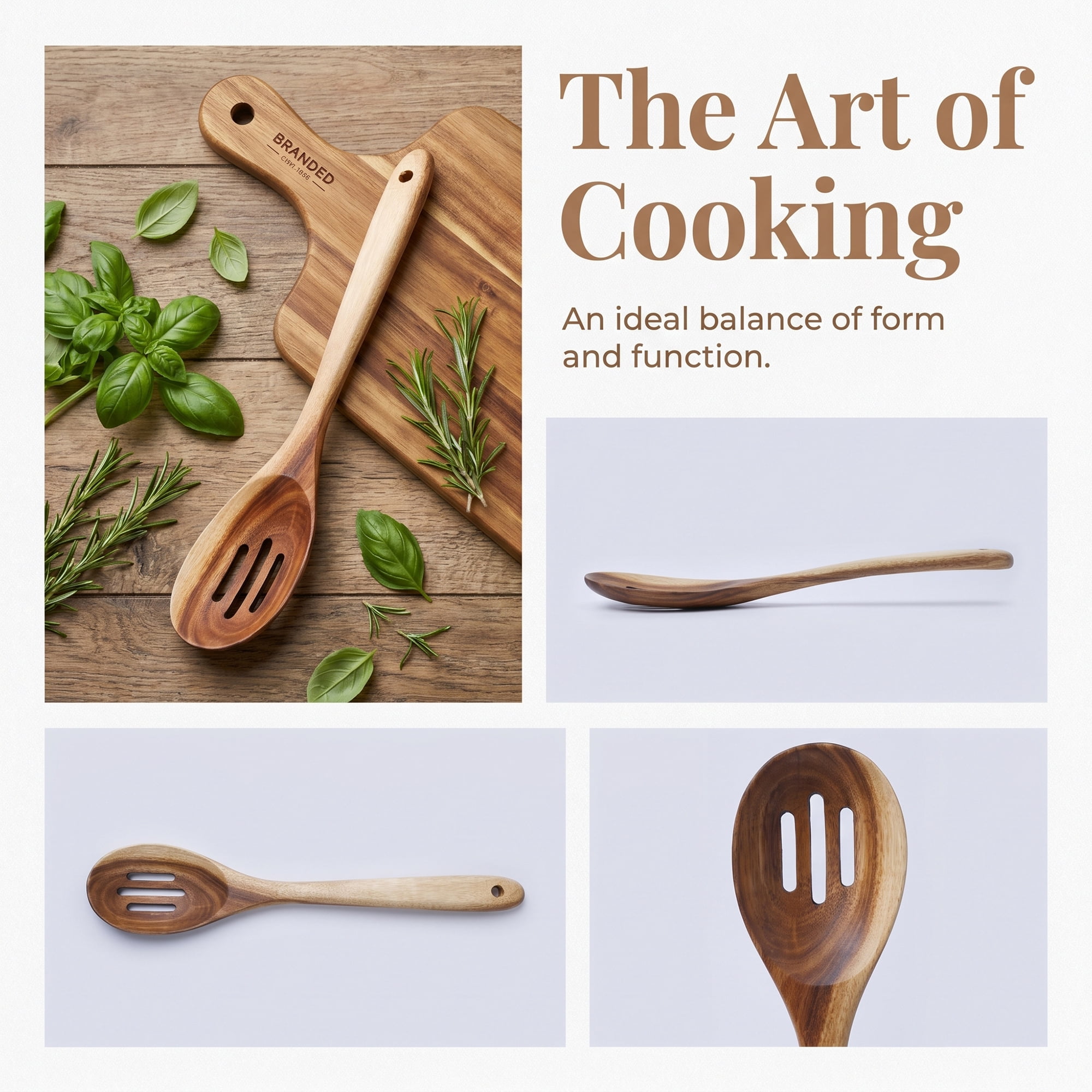 Unique Bargains 1Pcs Wood Scratch Proof for Non Stick Pans Heat Resistant Slotted spoon