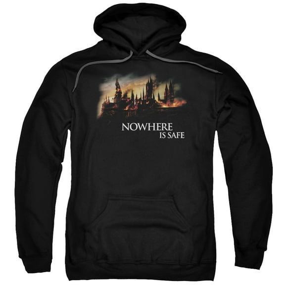 Trevco HP8003-AFTH-1 Harry Potter & Burning Hogwarts Adult Pull Over Hoodie, Black - Small