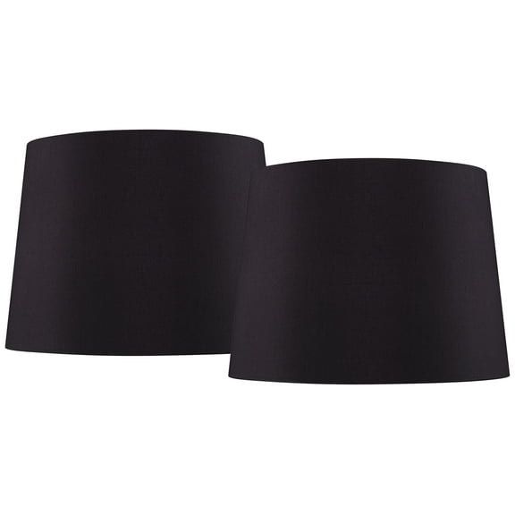 Springcrest Set of 2 Black Faux Silk Medium Drum Lamp Shades 11" Top x 13" Bottom x 9.5" Slant x 9.5" High (Spider)