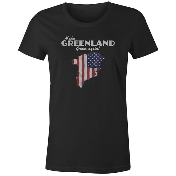 9 Crowns Tees Make Greenland Great Again Funny Graphic T-Shirt (Juniors Black, XS)