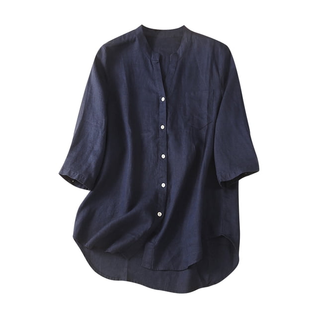 Elegante camiseta casual de manga corta con cuello en V para mujer, blusa OAVQHLG3B Store lin121212