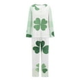 thumbnail image 5 of FDGIU Women's Soft Comfy Pajama Set - St. Patrick's Day Long Sleeve Green Print 2 Piece Loungewear, 5 of 6