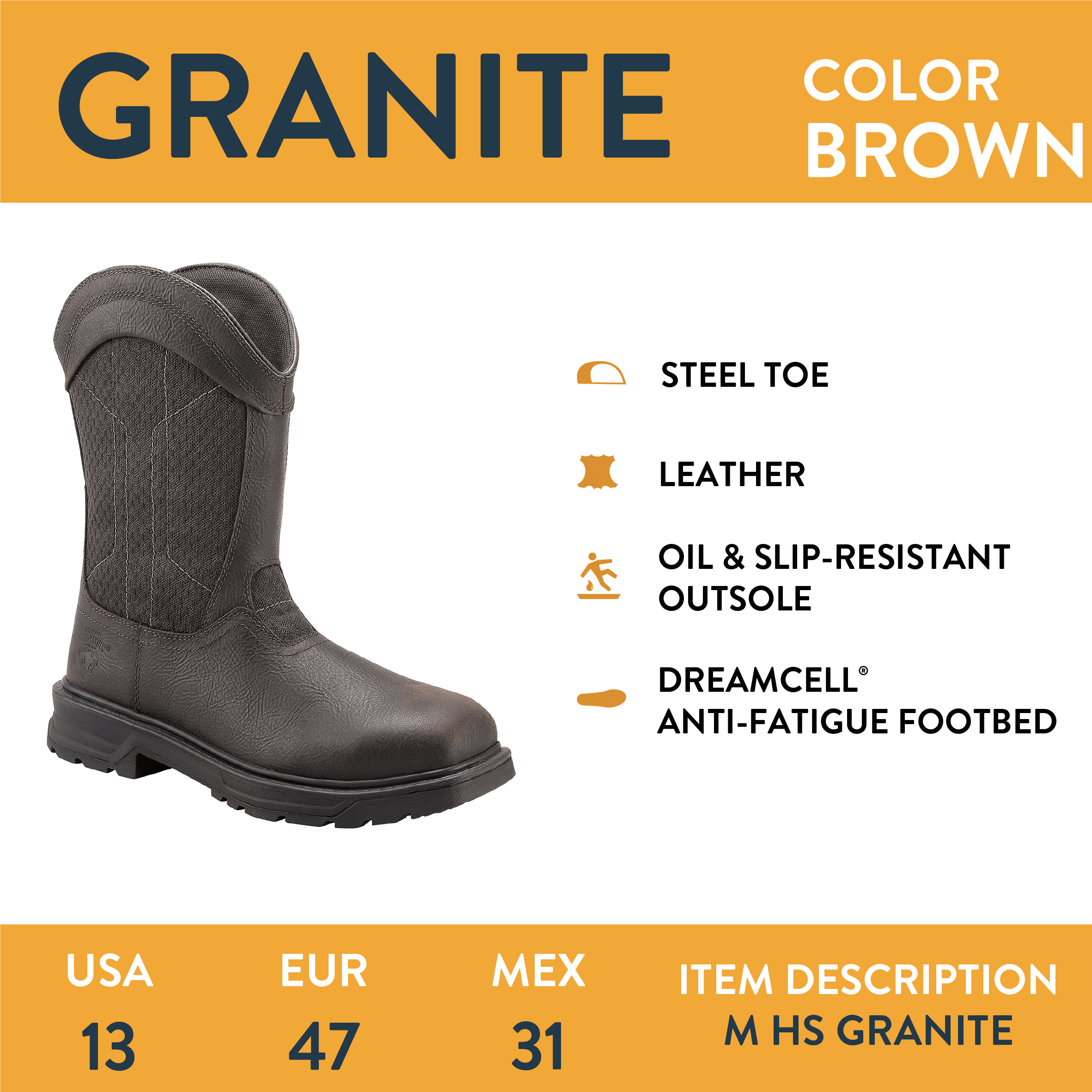 Herman Survivors Men's Granite Pull On Steel Toe Work Boots