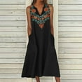 thumbnail image 2 of Maxi Dresses for Women Plus Size Retro Sleeveless V Neck Long Tank Dress Fashion Vintage Printed Midi Dresses with Pockets Loose Casual Flowy Summer Beach Dress Daily Lounge Dresses, 2 of 4