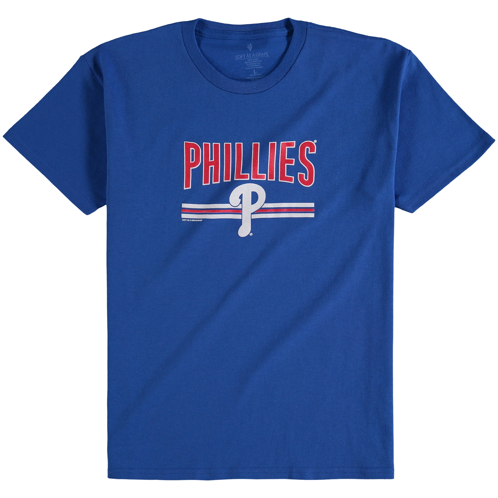 Philadelphia Phillies Soft as a Grape Youth On Base Crew T-Shirt Royal Yth L by SOFT AS A GRAPE
