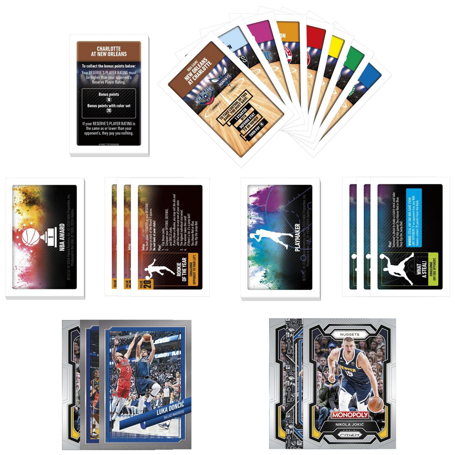 Monopoly Prizm: NBA 2nd Edition Board Game, Monopoly Game with 2023-24 Panini NBA Trading Cards