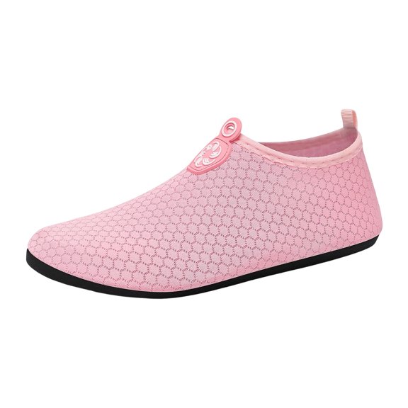 Unisex Solid Color Water Shoes Flat Breathable Lightweight Wading Shoes Quick Drying Non Slip Sneakers Pink Size 7