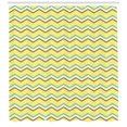 thumbnail image 3 of Ambesonne Yellow Chevron Shower Curtain, Retro Zigzag, 69"Wx75"L, Charcoal Grey Sky Blue, 3 of 3