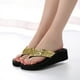 thumbnail image 4 of EeaseMX Sandalias de plataforma con purpurina para mujer, sandalias brillantes con tiras, tacón de cuña antideslizante, talla 39 (doradas), 4 of 7
