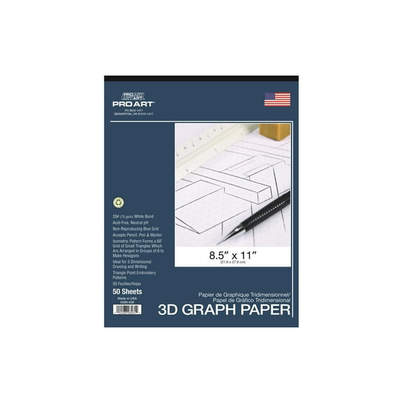 PRO ART Graph Paper Pad, 8-1/2-inch x 11-inch, 50 Sheet Tape Bound, White/Blue