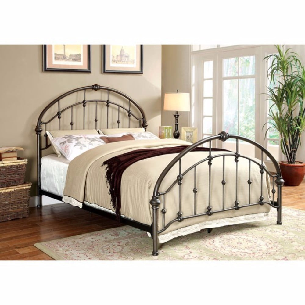 Metal Queen size bed with Headboard & Footboard, Bronze