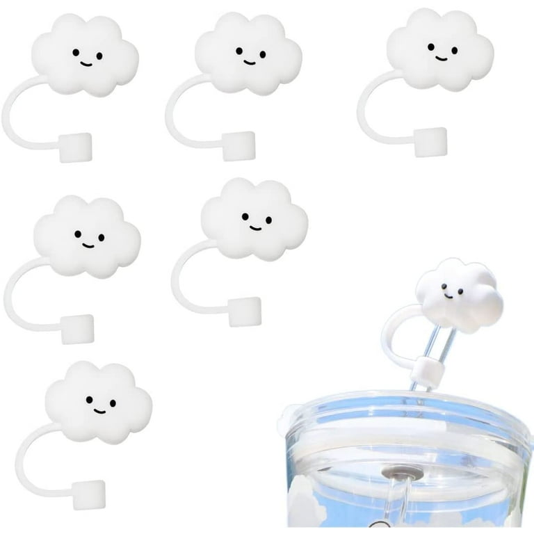6pcs Silicone Straw Cover Cap, Cloud Straw Covers, Reusable Silicone Straw  Topper