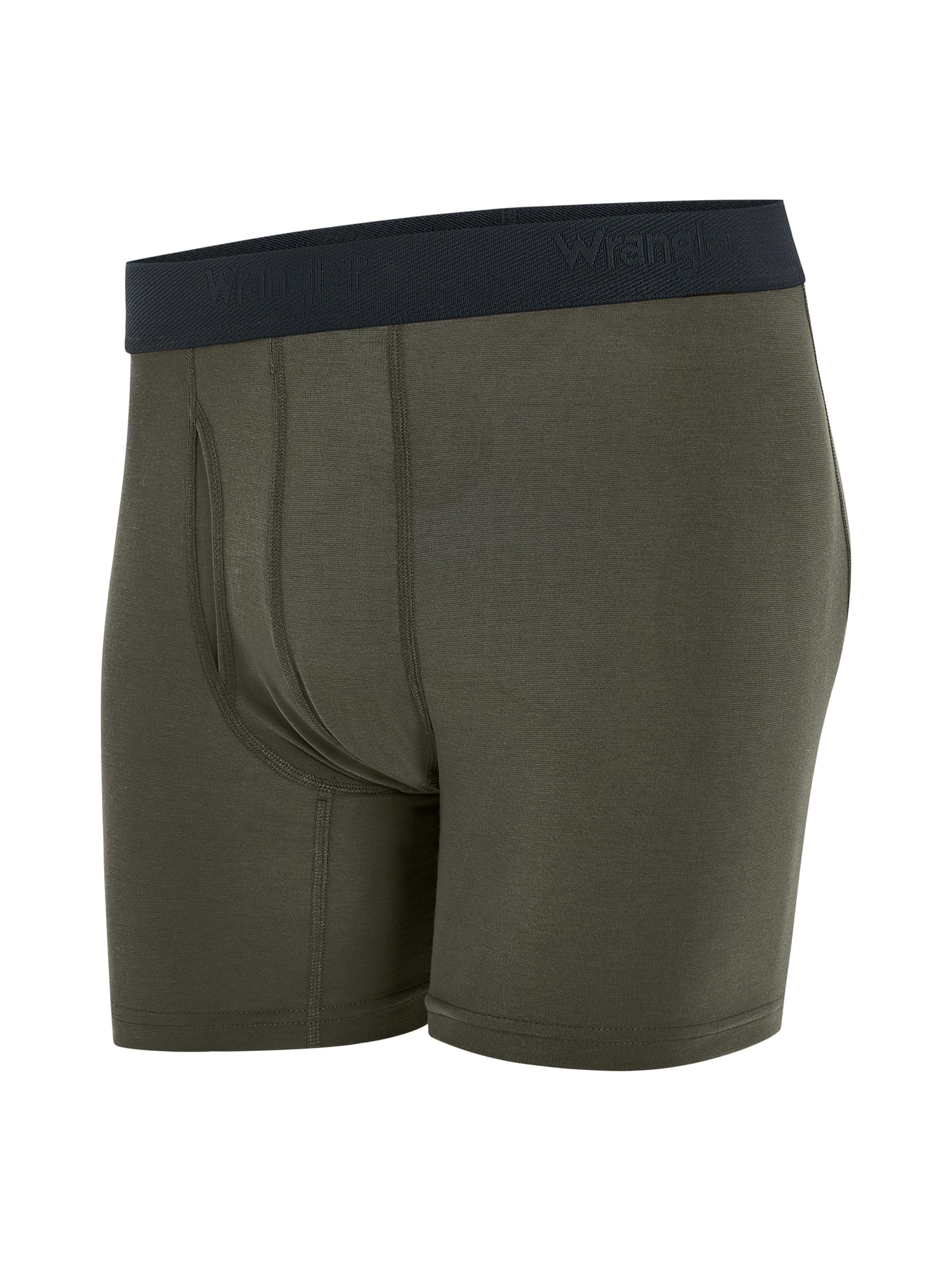 Wrangler Dry Flex 6" Wool Boxer Brief Men's Underwear, Medium, Black/Turbulence/Ivy Green, 3-Pack
