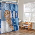 thumbnail image 4 of Funny Cat Bathing Shower Curtain, Shell Anchors Towel Modern Abstract Waterproof Shower Curtain Set with 12 Hooks Lightweight Bath Curtains Fabric Bathroom Decor 36x72 Inches, 4 of 9