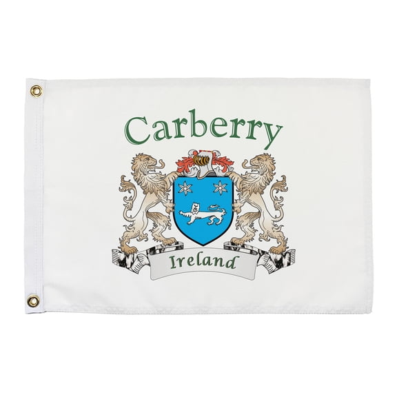 Carberry Irish Coat of Arms Small White Flag - 16"x10.5" inches