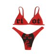 thumbnail image 1 of Ensemble Bikini 2 Pcs pour Femmes Hauts à Bretelles Col en V Profond Bas Triangle, 1 of 3