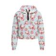 thumbnail image 4 of Uourmeti Cartoon Strawberry Daisy Axolotl Girls Lightweight Sweatshirt with Pocket Zip Up Pullover Cozy Loose Top for wear Home Thanksgiving Size 13-14, 4 of 7