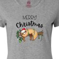 thumbnail image 4 of Inktastic Merry Christmas Cute Sloth with Santa Hat and Lights Women's T-Shirt, 4 of 5