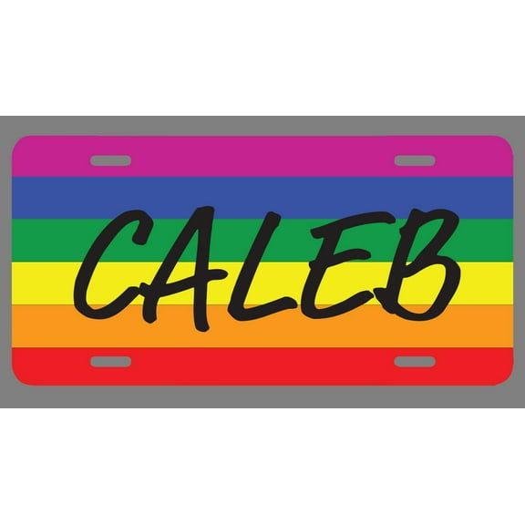 Caleb Name Pride Flag Style License Plate Tag Vanity Novelty Metal | UV Printed Metal | 6-Inches By 12-Inches | Car Truck RV Trailer Wall Shop Man Cave | NP2261