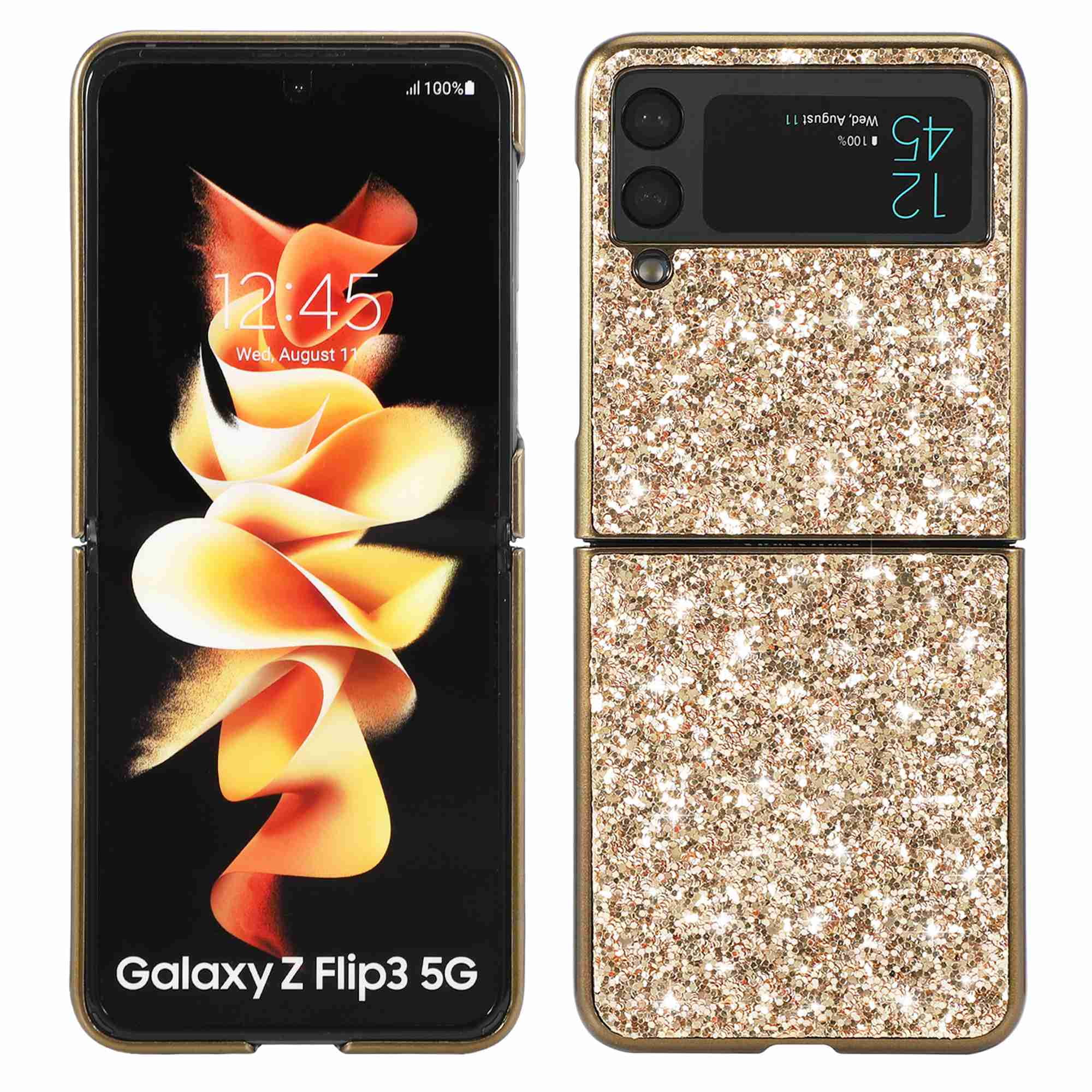 Compatible avec Samsung Z Flip 3 5g Glitter coque Samsung Z Flip 3 5g Case Silicone Smartphone Samsung Z Flip 3 Cover Rose Rose, Samsung Z Flip 3 5g