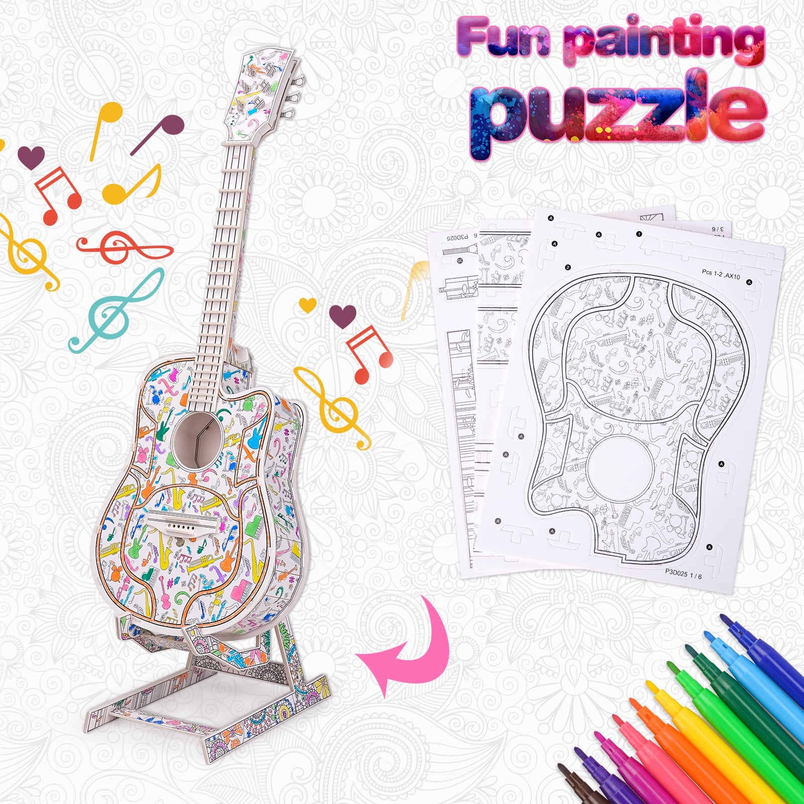 Fun Craft Kits for 6-7-8-9 Year Old Girls Painting Toys for Kids Girl Age  7-8-9-10, 3D Flowers Coloring Puzzle Set for 6-7-8-9 Year Old Girls