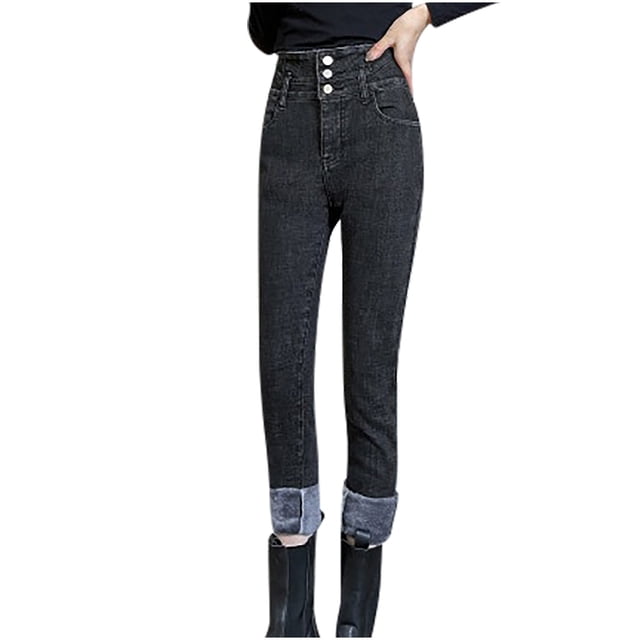 Babysbule Jeans en Denim pour Femmes Mode Loisirs Taille Haute Épais et Larges