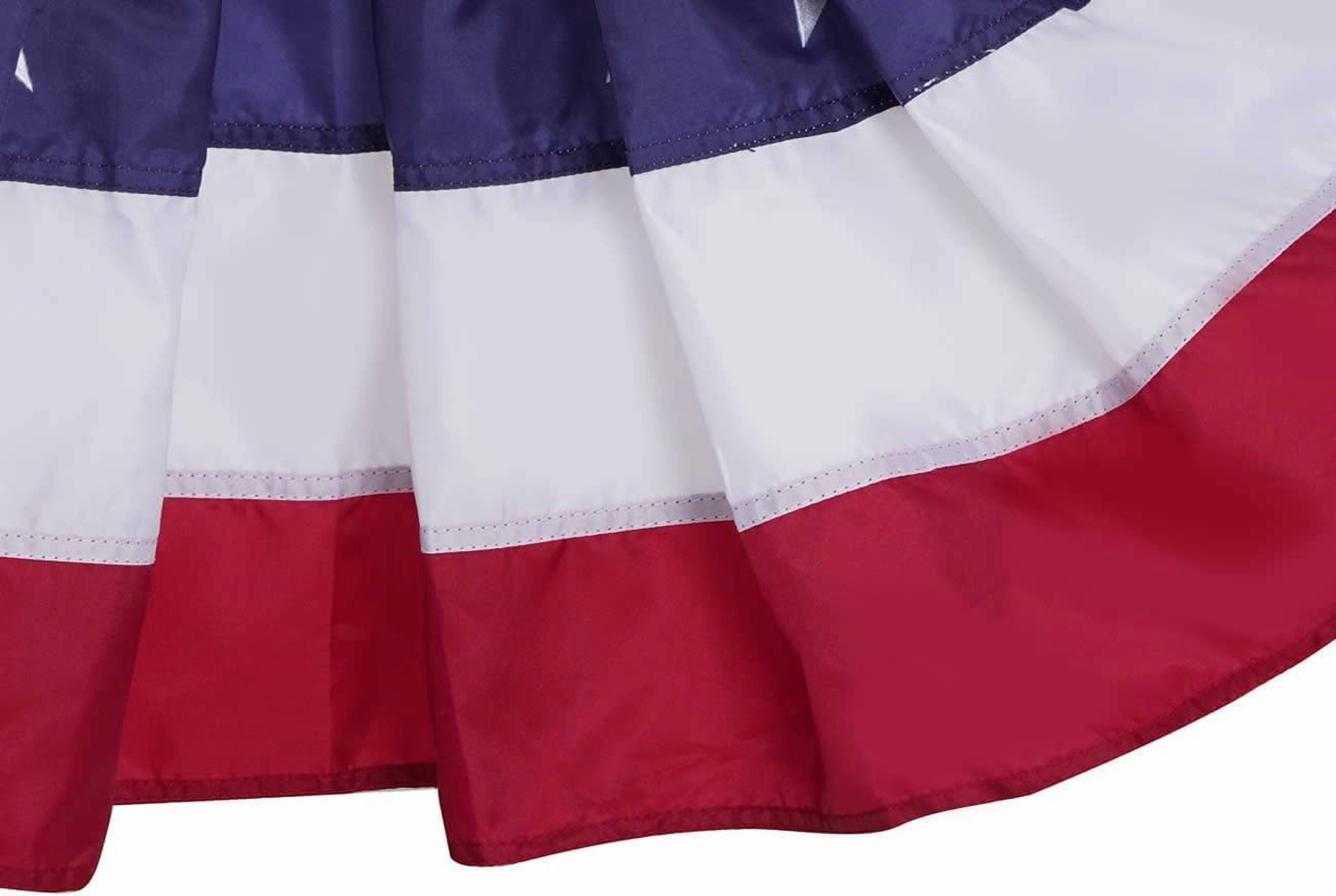 TOPFLAGS American Flag Bunting Outdoor 3x6 Ft US Pleated Fan Flag Embroidered Stars Pleated Bunting Oxford Nylon for Patriotic, Memorial Day, 4th of July Outside Banner