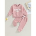 thumbnail image 2 of Bagilaanoe 2PCS Toddler Baby Girl Long Pants Set Letter Print Long Sleeve Sweatshirt Tops + Drawstring Sweatpants 6M 12M 18M 24M 3T Kids Casual Sweatsuits, 2 of 9