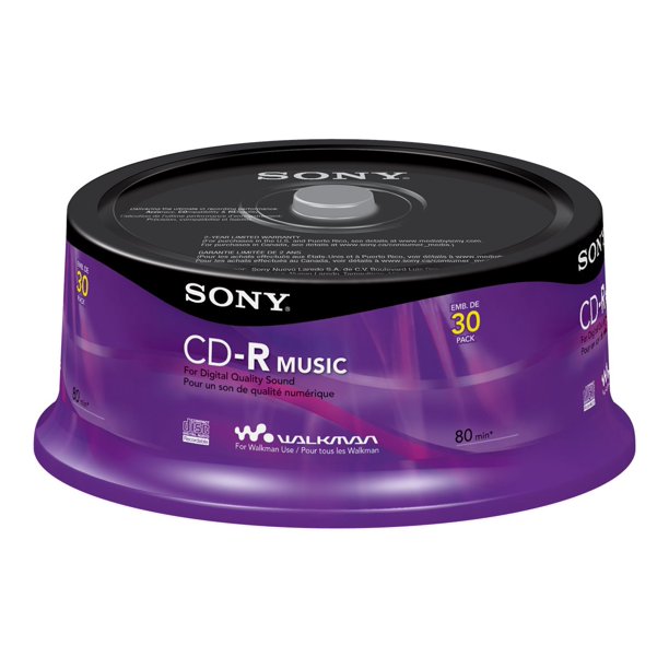 Sony CD Recordable Media CDR 4x 700 MB 30 Pack Spindle 120mm