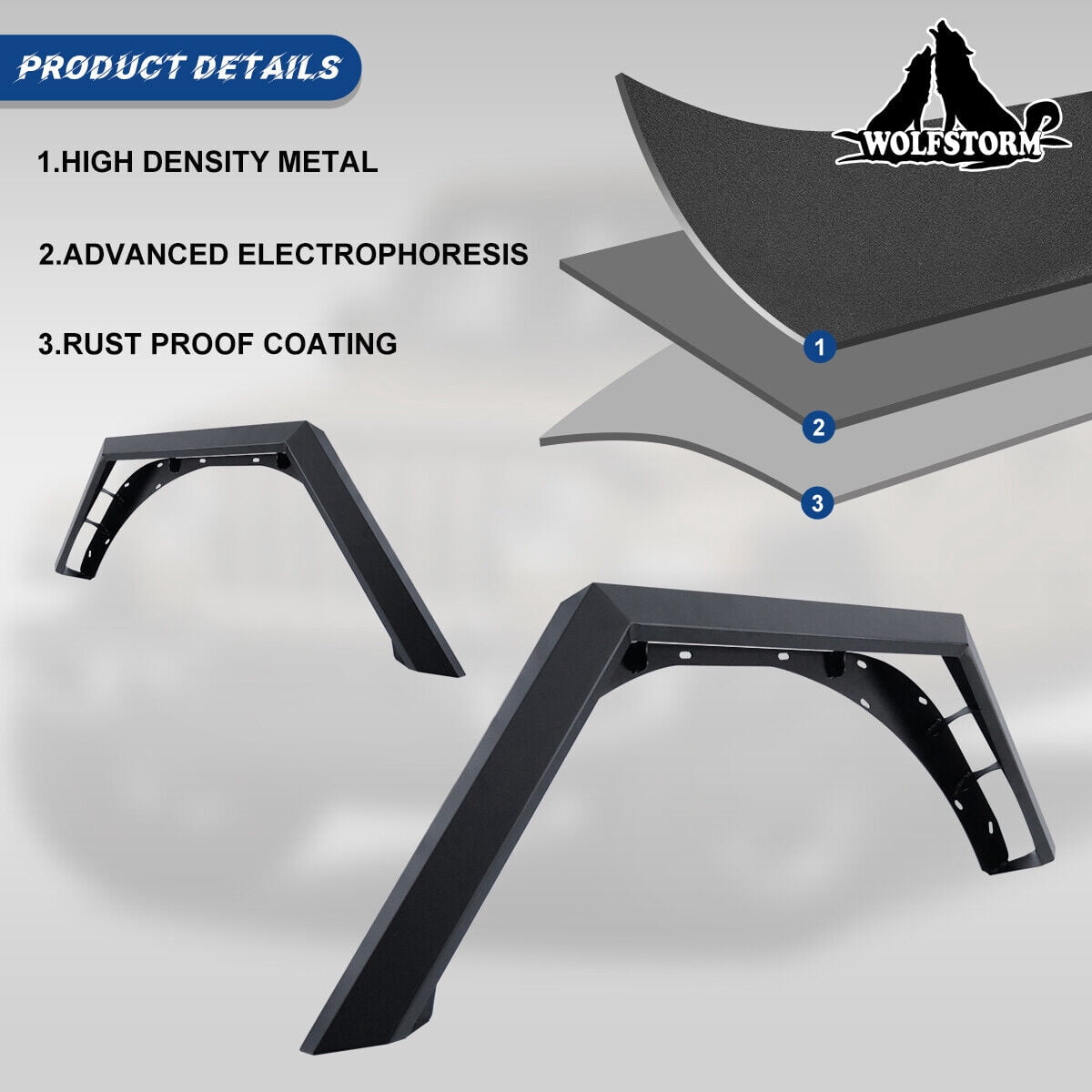 WOLFSTORM Rear Fender Flares Fit for 2018-2021 Jeep Wrangler JL 4 Doors/2 Door,LED DRL Lights and Sequential LED Turn Lights,Jeep Wrangler JL/JLU Fender Flares Replacement Exterior Accessories
