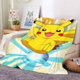 thumbnail image 3 of Bonita manta de franela de Pikachu con dibujos animados, cálida, para sofá, cama, sala de estar, para niños y adultos, 50 x 60, color 4, 3 of 3