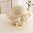 thumbnail image 7 of Girls Straw Hat Purse Bag Set Lace Brim Flowers Pearl Summer Beach Sun Hat Princess Shoulder Crossbody Bag Chin Strap, 7 of 7