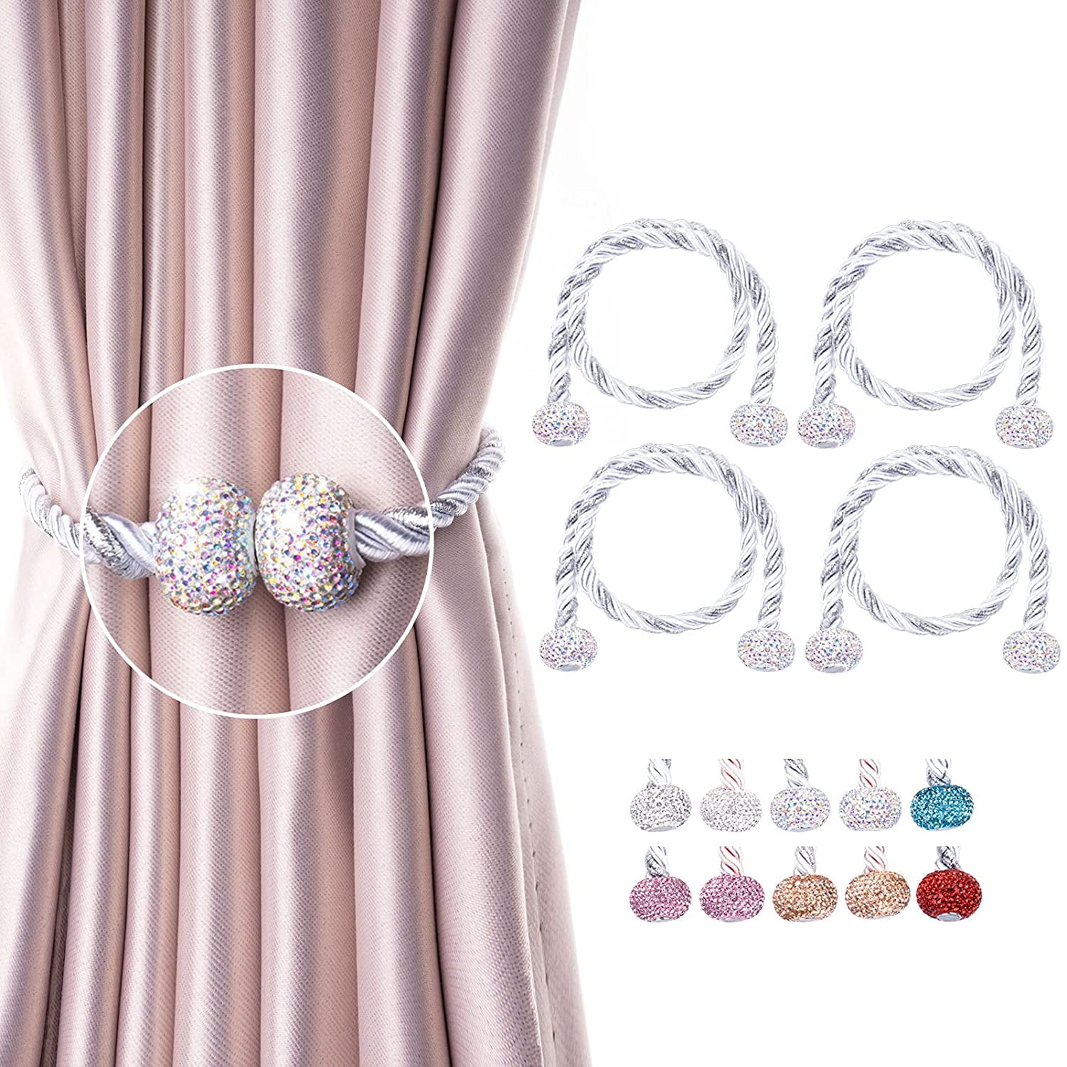 Holdback Rose Gold Flower Rhinestone Rhinestone Curtain