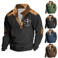 thumbnail image 3 of WREESH Men's Retro Henley Shirts Casual Long Sleeve Loose Top with Stand-Up Neck Zipper and Pockets for a Unique Style Brown, 3 of 4