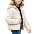 thumbnail image 5 of Jalioing Puffer Jacket for Kids Winter Lightweight Long Sleeve Zipper Up Thermal Coat Solid Color Hooded Puffy Outerwear, 5 of 7