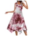 thumbnail image 1 of asddcavvf Robes pour Femmes Robe d'Été Décontractée Sans Manches Imprimée Teinture sur Nœuds Ourlet Mouchoir, 1 of 4