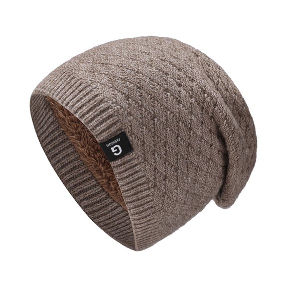 siminsem Unisex Soft Warm Cuffed Beanie Winter Knit Hat - Stretchy Double Layer Skull Cap for Men Women Ski Watch Cap Cold Weather Outdoor Snow Hiking One Size, Beige,One Size