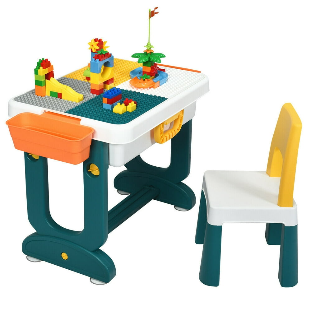 Gymax 5 in 1 Kids Activity Table Set w/ Chair Toddler Luggage Building