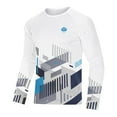 thumbnail image 6 of Mens UPF50+ Rash Guard Shirts Long Sleeve Running Outdoor Breathable Quick Dry White L, 6 of 8