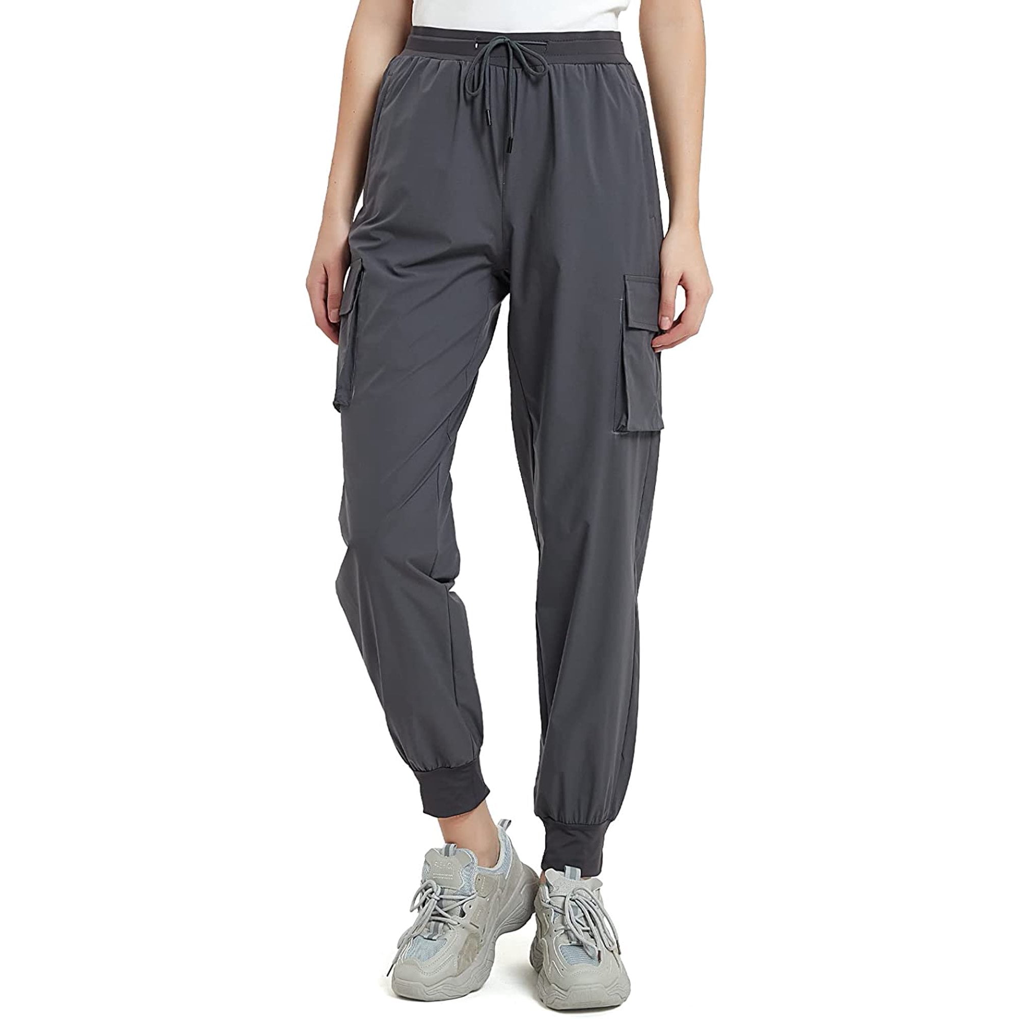 RuiCredibility Hiking Pants Women Joggers with Pockets Elastic Athletic