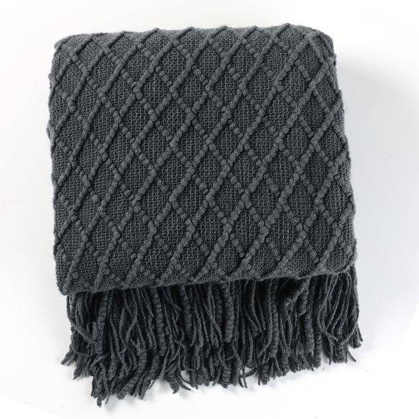 Manta con borlas, suave, con textura de burbujas, ligera y cálida, para cubrir el sofá, decoración del hogar