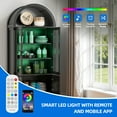 thumbnail image 2 of DEXTRUS Arched Storage Display Cabinet with LED Lights & Glass Doors, Kitchen Pantry Cabinet, Black, 2 of 8