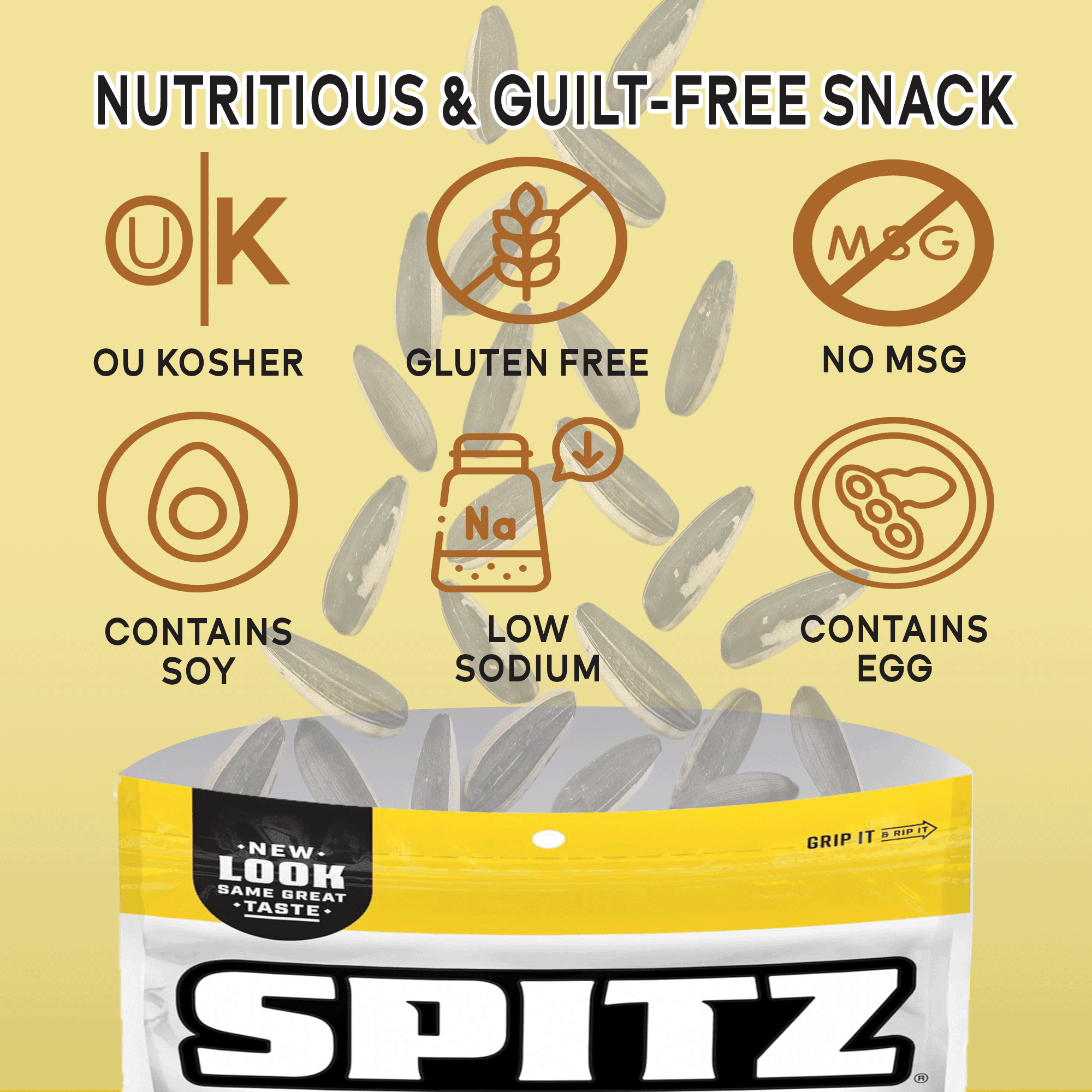 Spitz Cracked Pepper Sunflower Seeds, 16 oz (Pack of 3) – Roasted & Seasoned, Keto-Friendly Snack, Resealable Bag